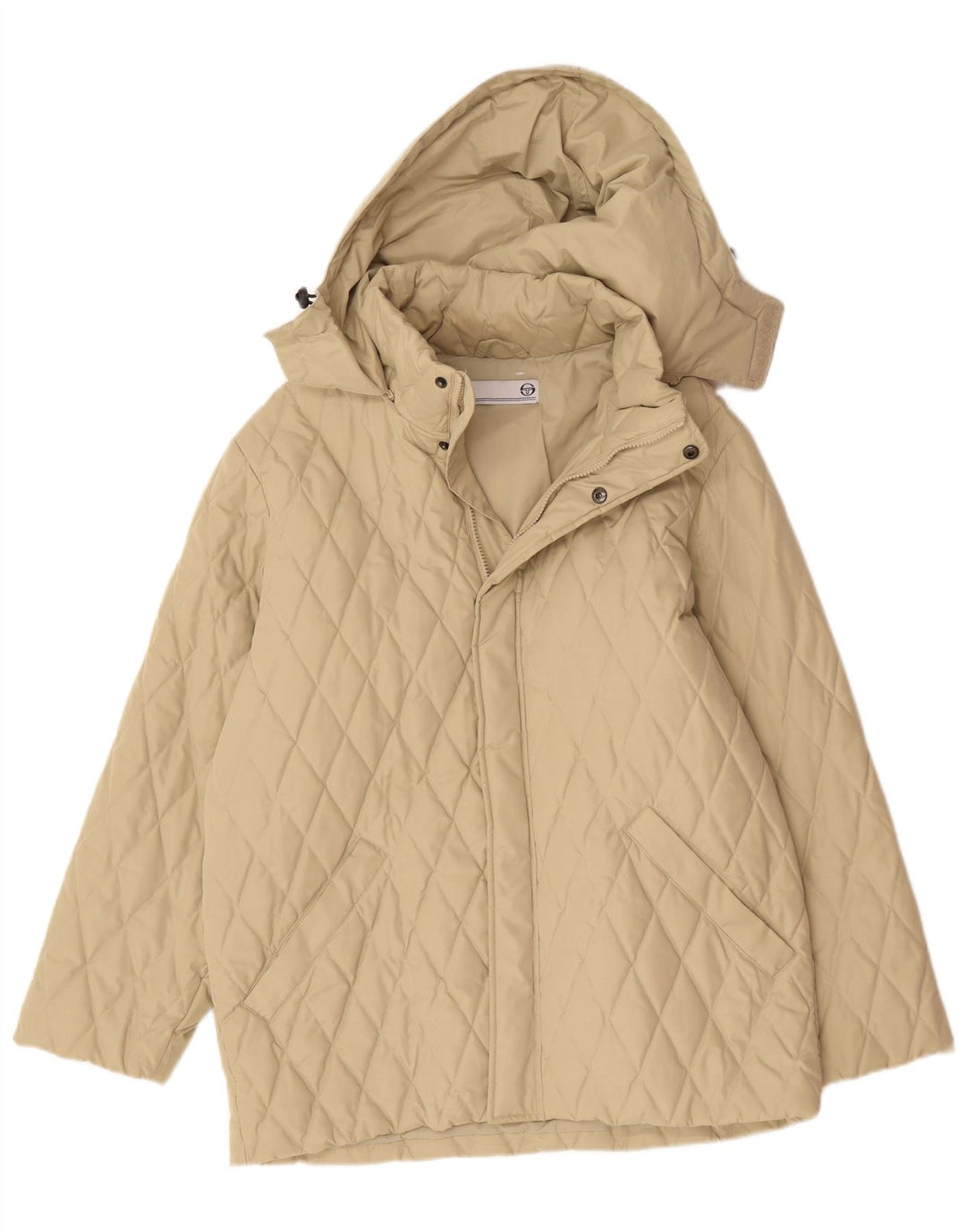 Giacca trapuntata con cappuccio da uomo Sergio Tacchini UK 38 Poliestere beige medio