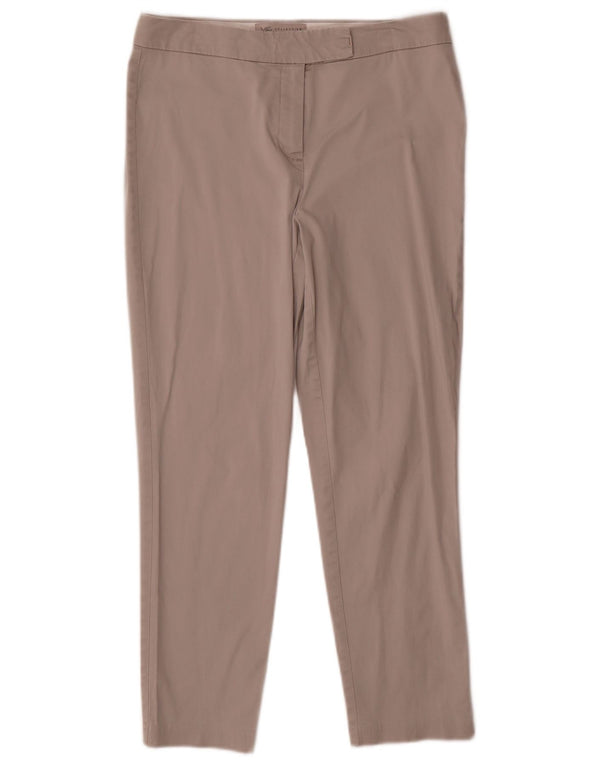 Pantaloni chino slim corti Marks & Spencer da donna UK 10 piccoli W29 L25 Beige