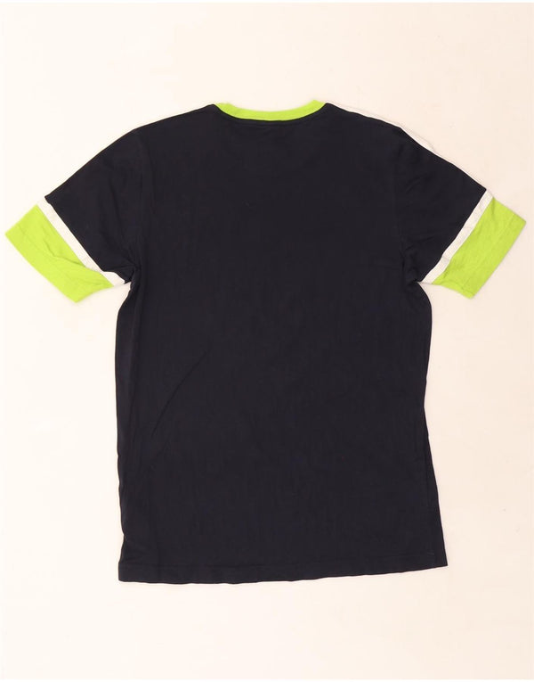 T-shirt grafica da uomo Adidas Top Small in cotone color block blu navy