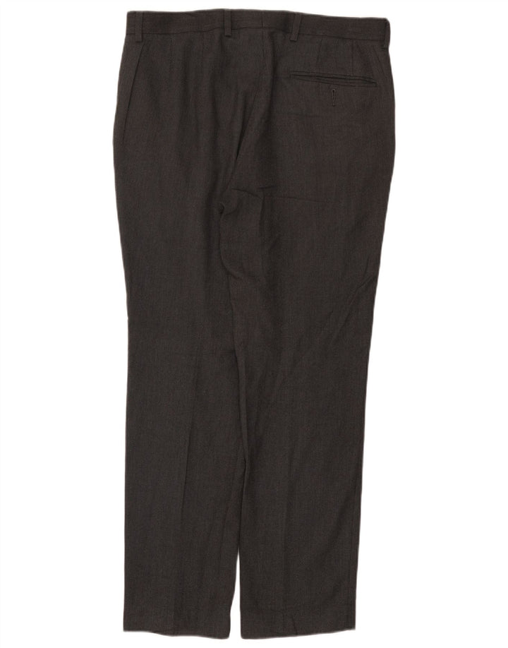 Pantaloni da abito slim da uomo Marks & Spencer W32 L29 Poliestere grigio