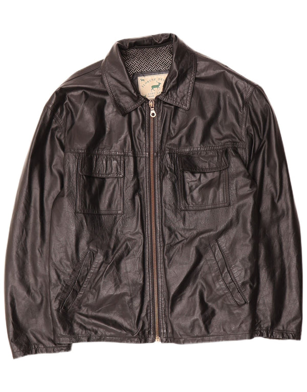 Giacca in pelle vintage da uomo UK 40 grande in pelle nera