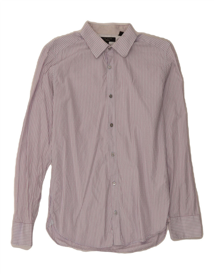 TED BAKER Mens Shirt Size 15 Medium Purple Striped Cotton Vintage Ted Baker and Second-Hand Ted Baker from Messina Hembry 