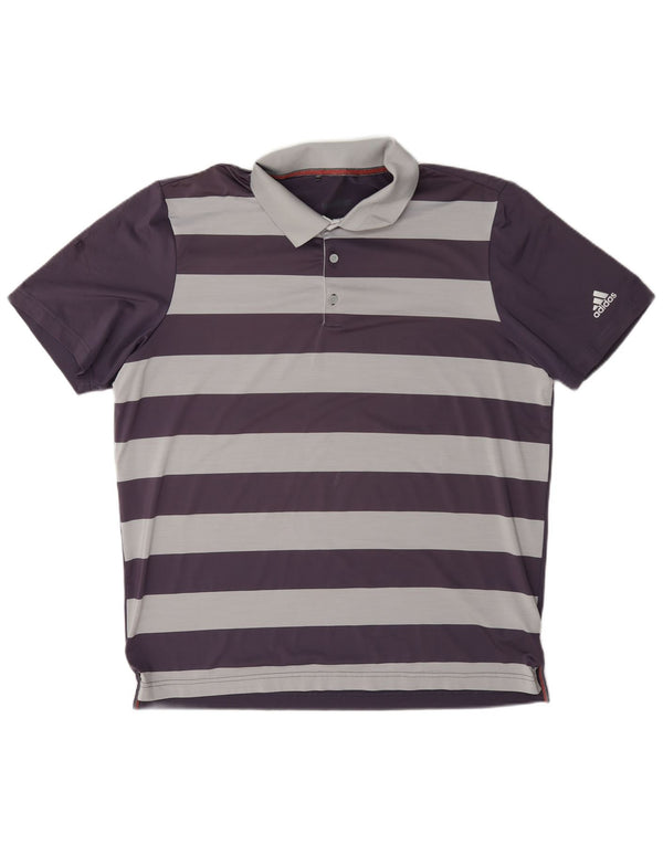 Polo da golf da uomo Adidas, grande, in poliestere a righe viola