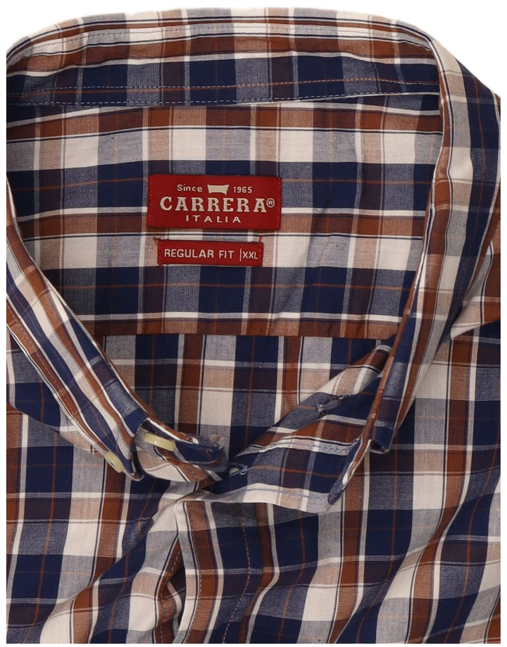 Camicia Carrera da uomo a maniche corte vestibilità regolare 2XL blu navy a quadri