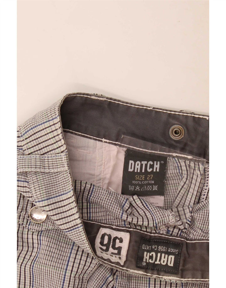 Pantaloncini chino da donna Datch piccoli W27 in cotone a quadri grigi