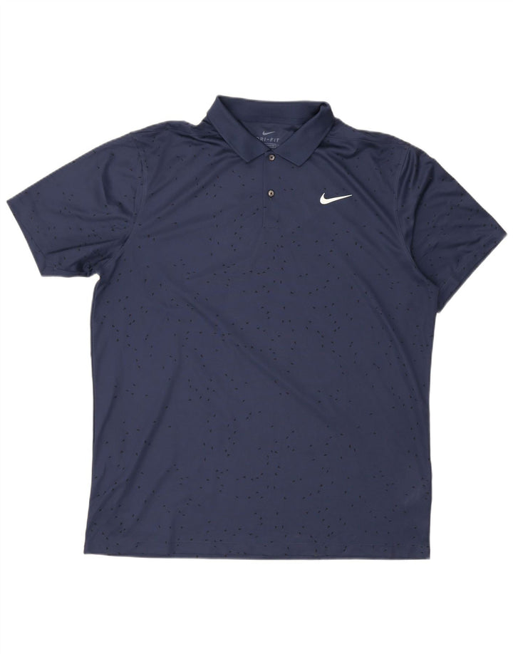 Polo Nike da uomo Dri Fit vestibilità standard misura grande in poliestere blu navy