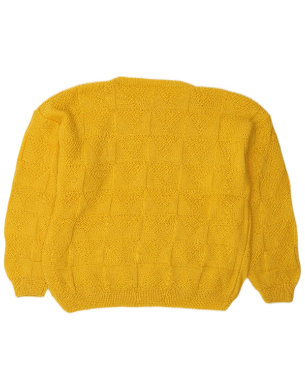 Vintage Womens Crew Neck Jumper Sweater UK 16 Large Yellow
