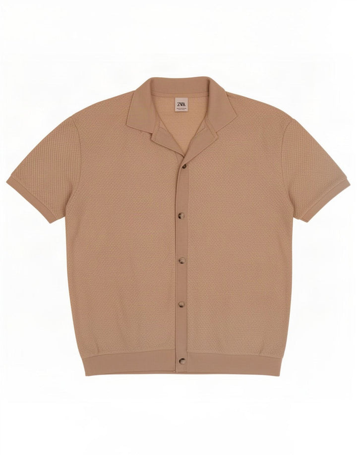 Camicia Zara da uomo a maniche corte piccola beige