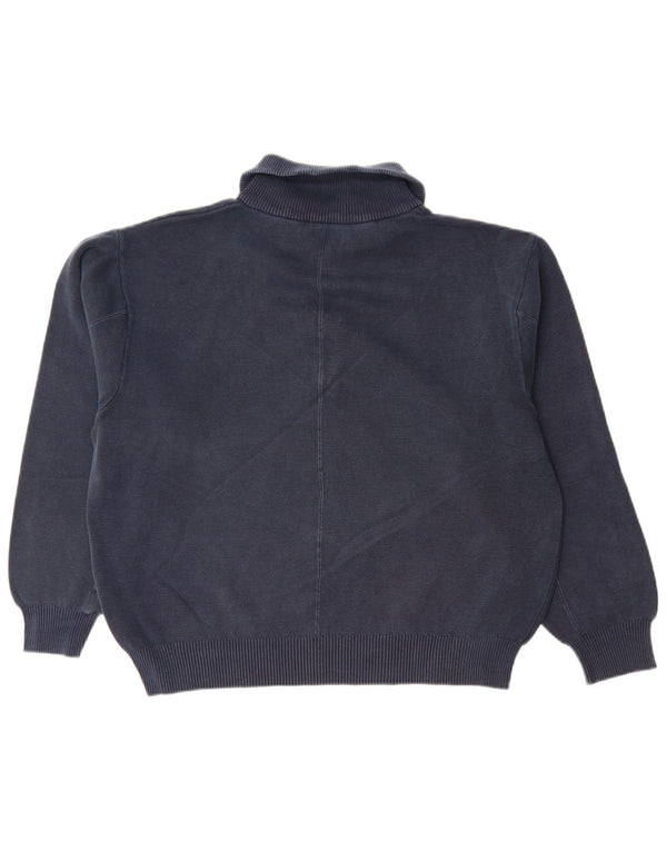 Maglione Zara da uomo, vestibilità ampia, con collo alto, cotone medio blu navy