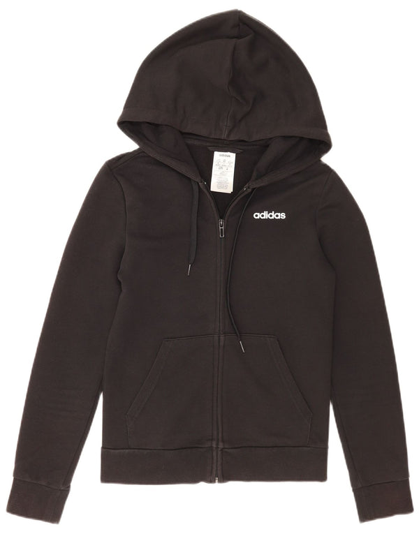 Felpa con cappuccio e zip da donna Adidas UK 4/6 XS cotone nero