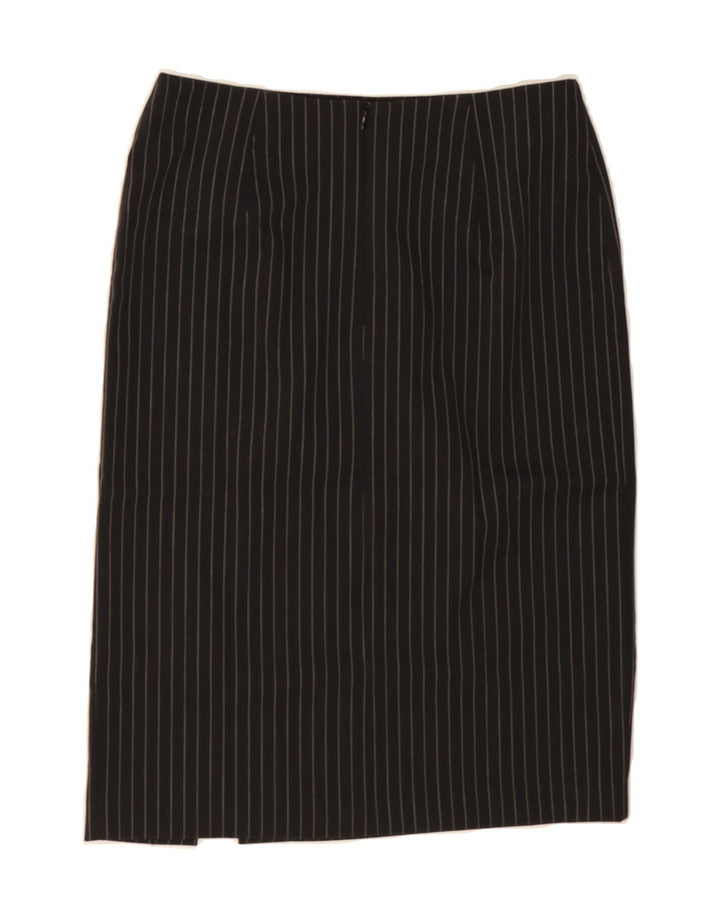 LANCETTI Womens Pencil Skirt IT 42 Medium W28  Black Pinstripe Polyester Vintage Lancetti and Second-Hand Lancetti from Messina Hembry 