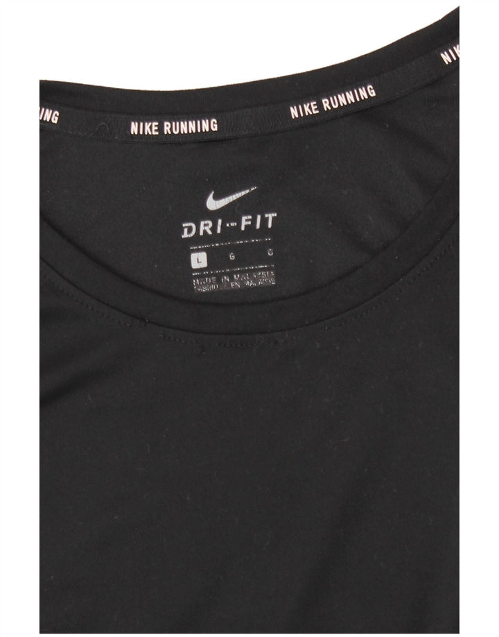 Nike Dri Fit Top da donna a manica lunga UK 14 Large Nero Poliestere