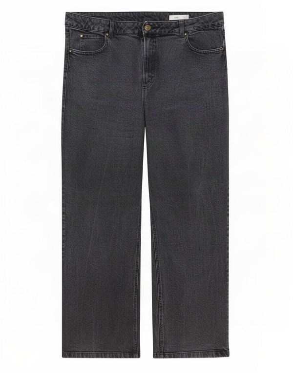 Jeans a gamba larga da donna Marks & Spencer UK 22 3XL W42 L29 Cotone grigio
