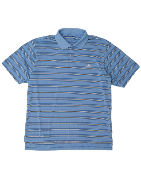 Polo Adidas da uomo grande in poliestere a righe blu