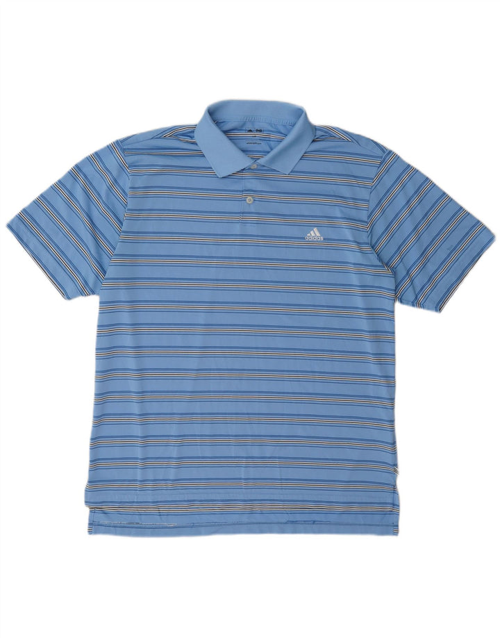 Polo Adidas da uomo grande in poliestere a righe blu