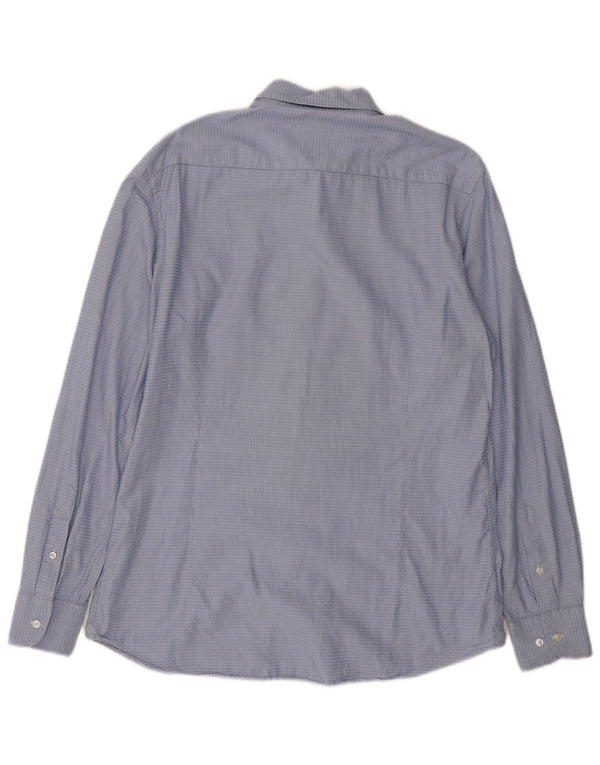 MASSIMO DUTTI Camicia Uomo Large Blu Gessato Cotone