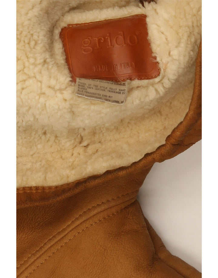 Giacca in shearling vintage da uomo UK 40 grande in pelle marrone