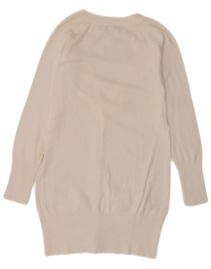 Maglione cardigan lungo da donna Zara UK 12 Cotone bianco medio