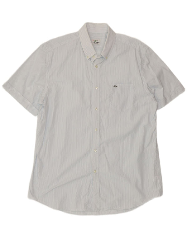 Camicia Lacoste da uomo a maniche corte vestibilità classica taglia 42 grande gessato blu