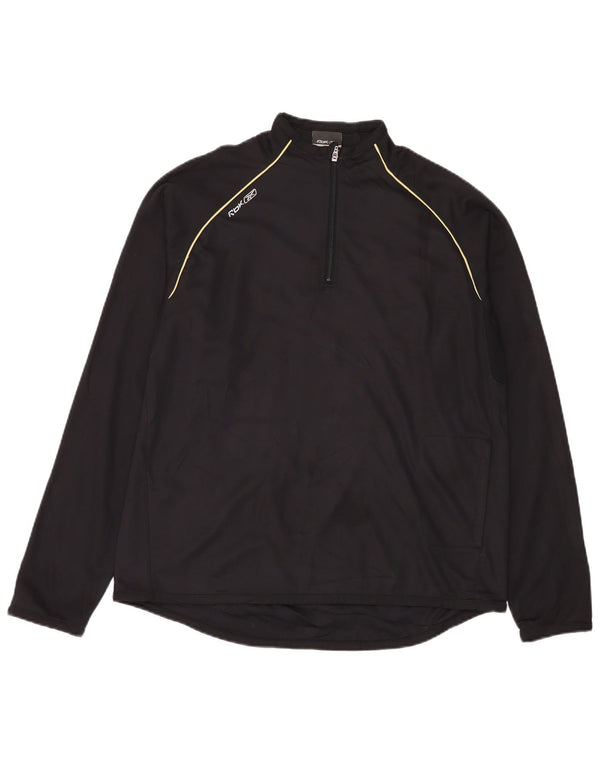 Reebok Mens Zip Neck Pullover Tracksuit Top Large Black Polyester