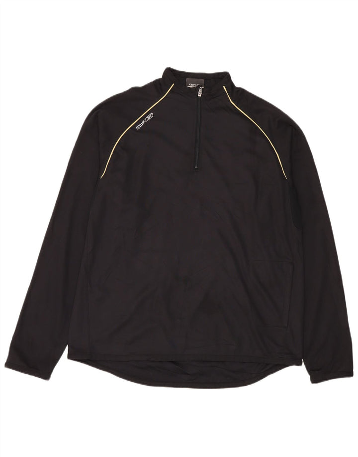 Tuta da uomo Reebok con zip e collo pullover, taglia grande, in poliestere nero