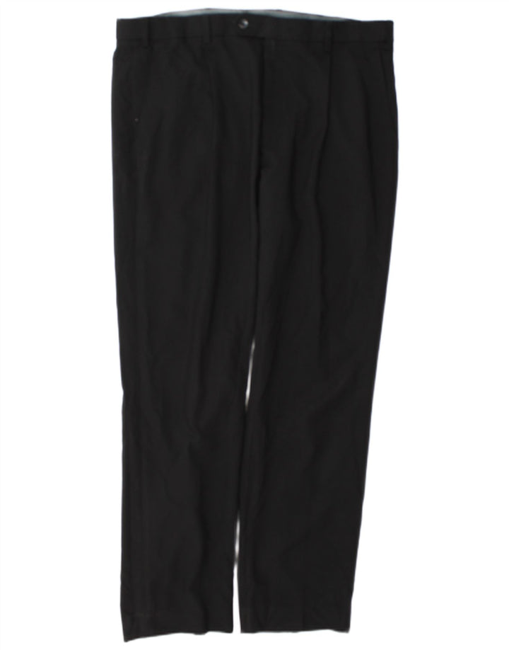 Pantaloni da abito regolari dritti da uomo Marks & Spencer W36 L31 poliestere nero