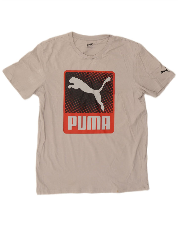 T-shirt grafica da uomo Puma Top in cotone grigio medio