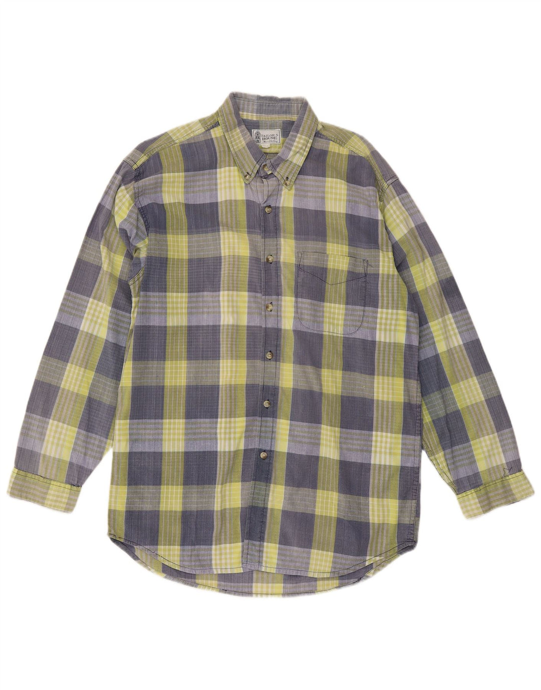 Camicia vintage da uomo a quadri blu grandi