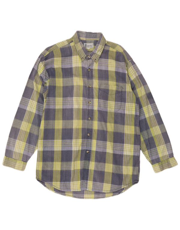 Camicia vintage da uomo a quadri blu grandi