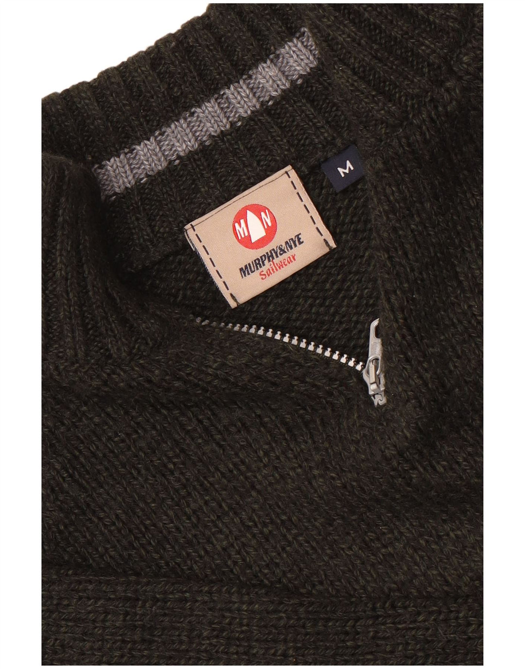 Murphy & Nye Maglione da uomo con zip e collo a righe verde medio