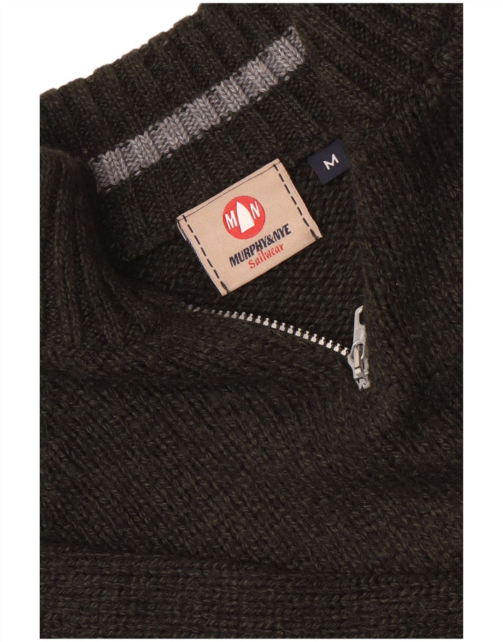 Murphy & Nye Maglione da uomo con zip e collo a righe verde medio