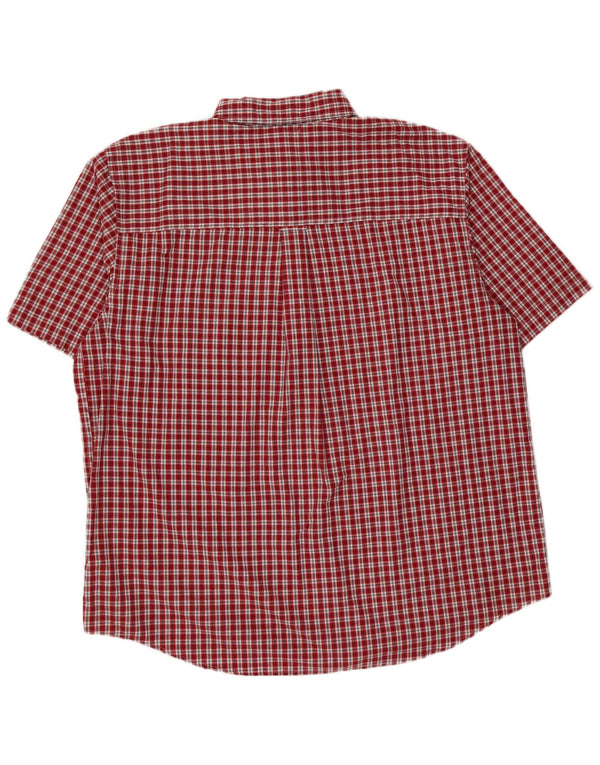 Chaps Camicia a maniche corte da uomo Easy Care 2XL Cotone a quadri rossi