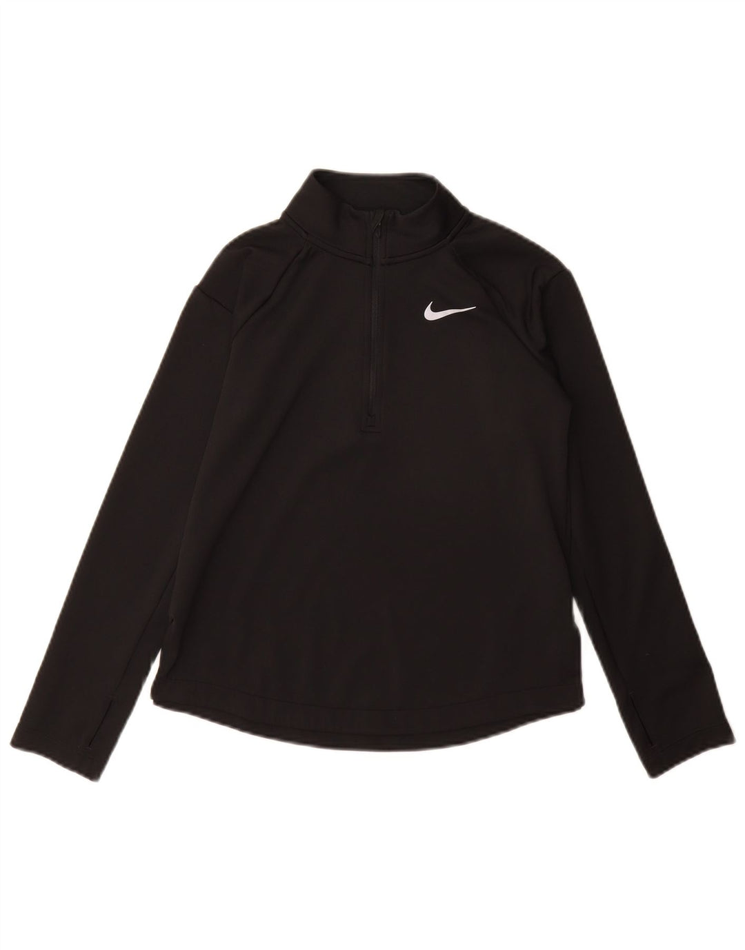 Top della tuta pullover Nike Dri Fit con zip e collo per ragazze 10-11 anni, colore nero medio