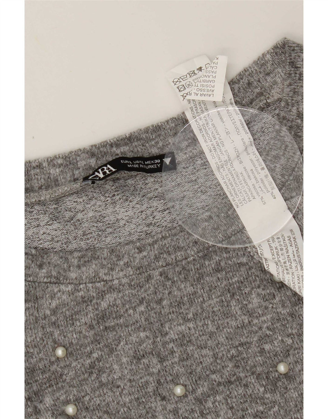 Top Zara da donna manica 3/4 UK 16 grande viscosa grigia