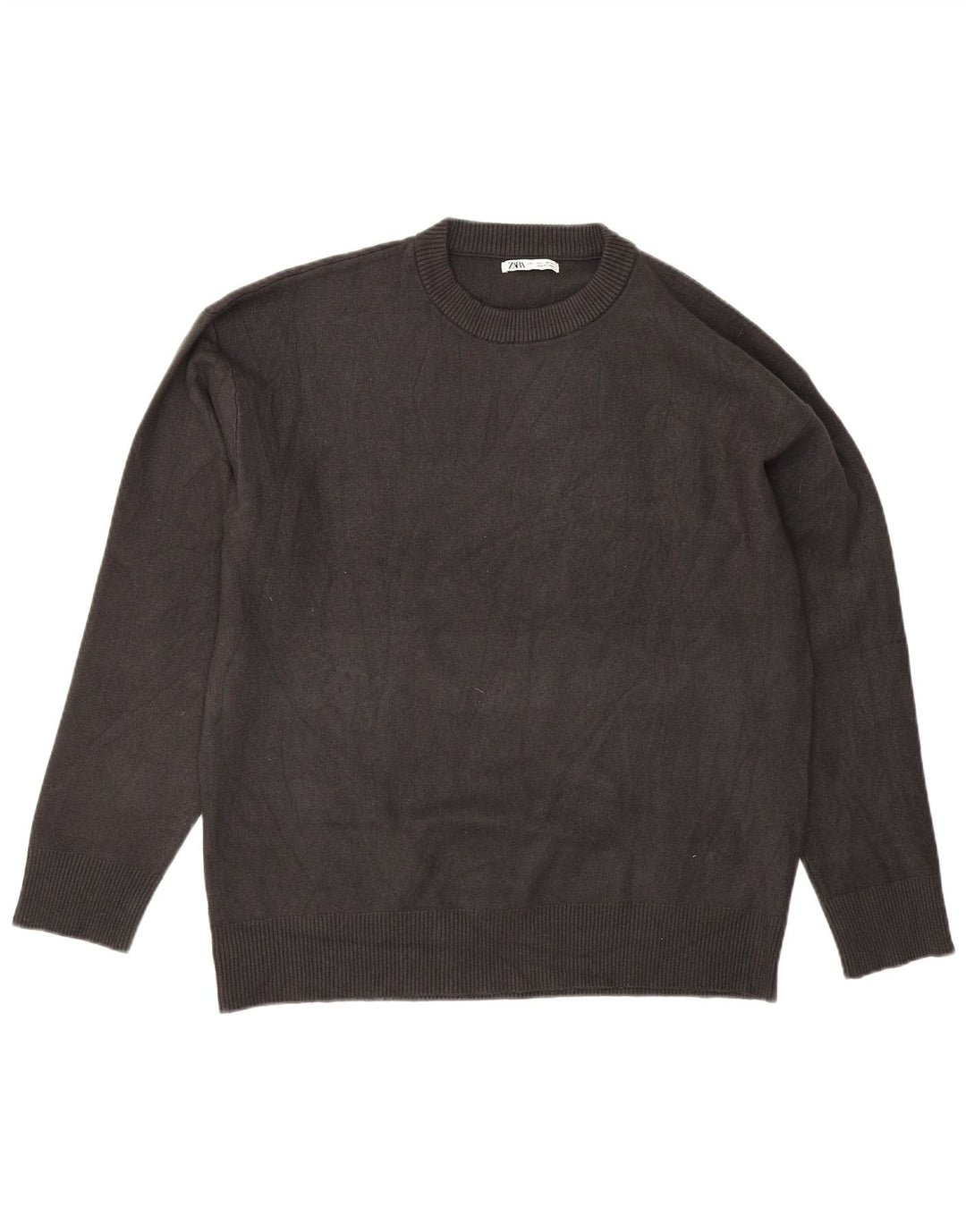 Maglione Zara da uomo girocollo grande in viscosa grigia