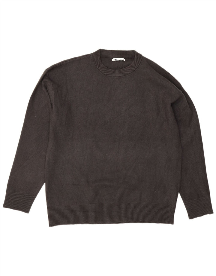 Maglione Zara da uomo girocollo grande in viscosa grigia