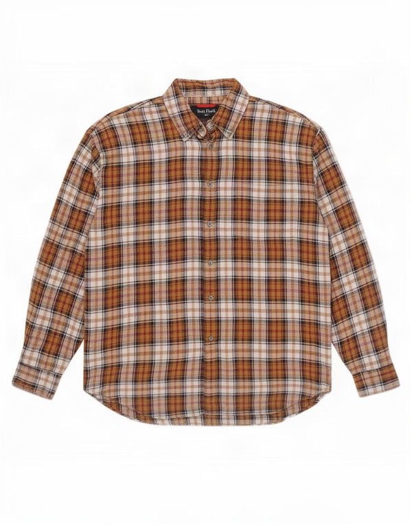 Camicia Fila da uomo in flanella di cotone a quadri marrone medio