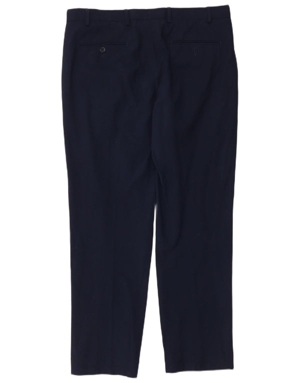 Pantaloni casual da uomo Marks & Spencer vestibilità regolare W36 L31 lana blu navy