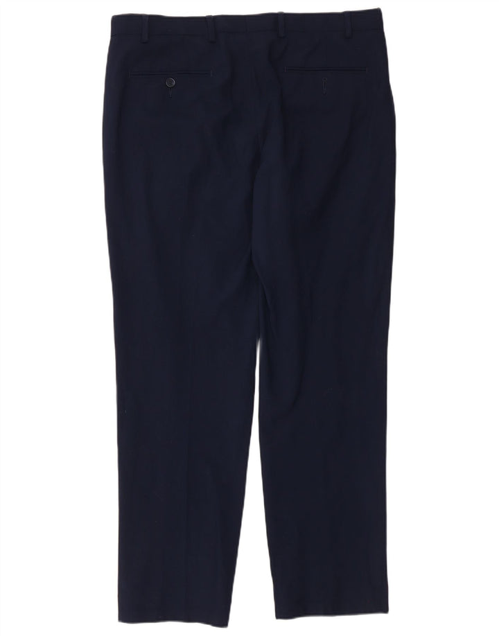 Pantaloni casual da uomo Marks & Spencer vestibilità regolare W36 L31 lana blu navy