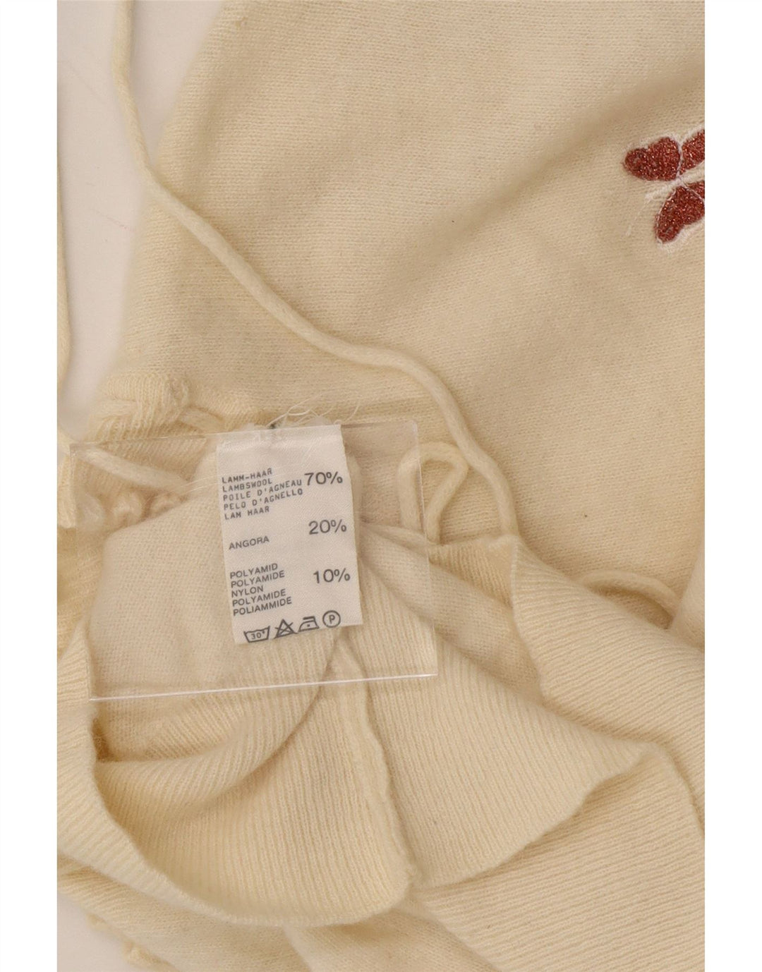 VINTAGE Womens Turtle Neck Jumper Sweater UK 10 Small Off White Lambswool