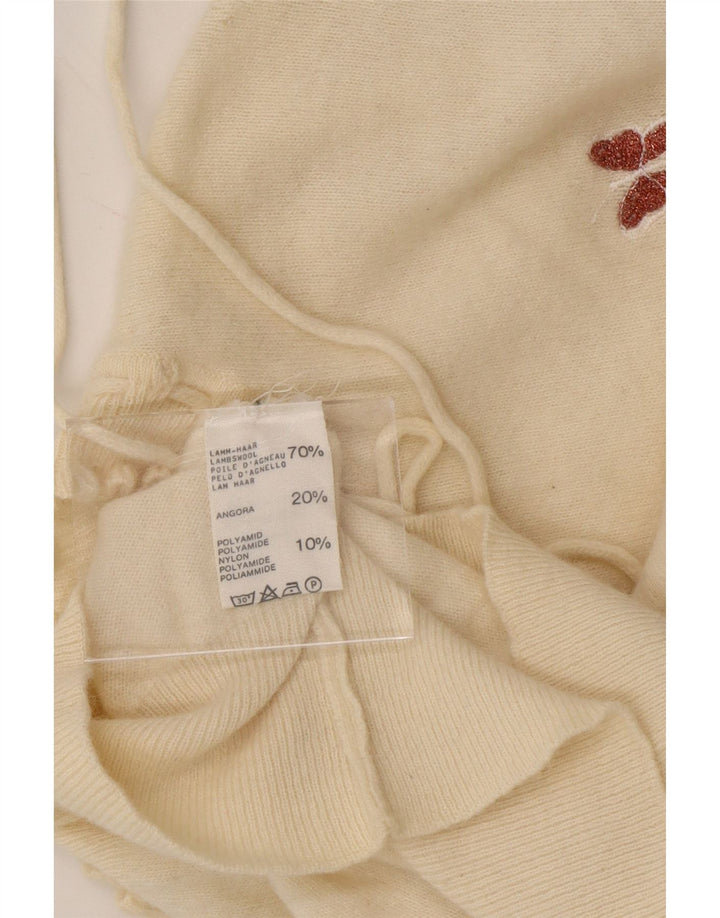 VINTAGE Womens Turtle Neck Jumper Sweater UK 10 Small Off White Lambswool