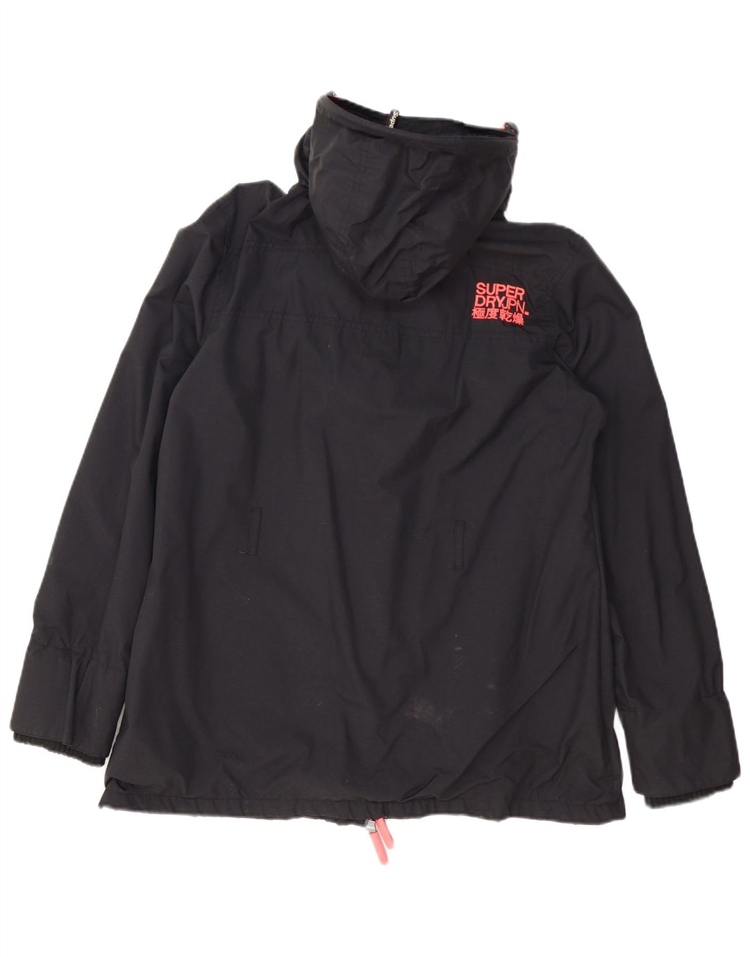 Giacca antipioggia da donna Superdry The Windmac con cappuccio UK 18 XL poliestere nero