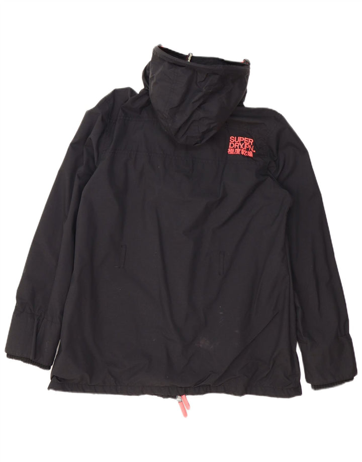 Giacca antipioggia da donna Superdry The Windmac con cappuccio UK 18 XL poliestere nero