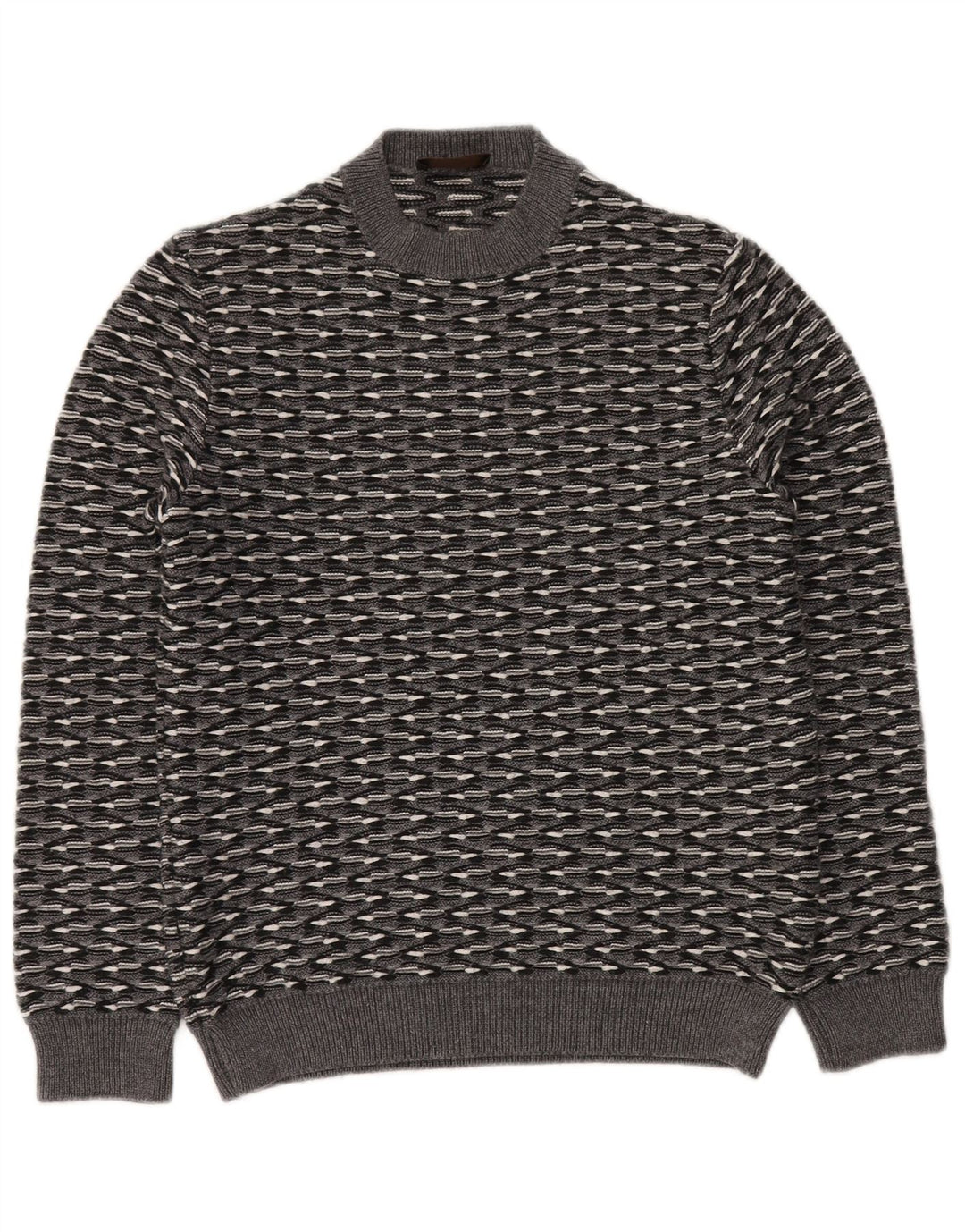 RELIVE Maglione girocollo da uomo IT 46 Lana a righe piccole grigie