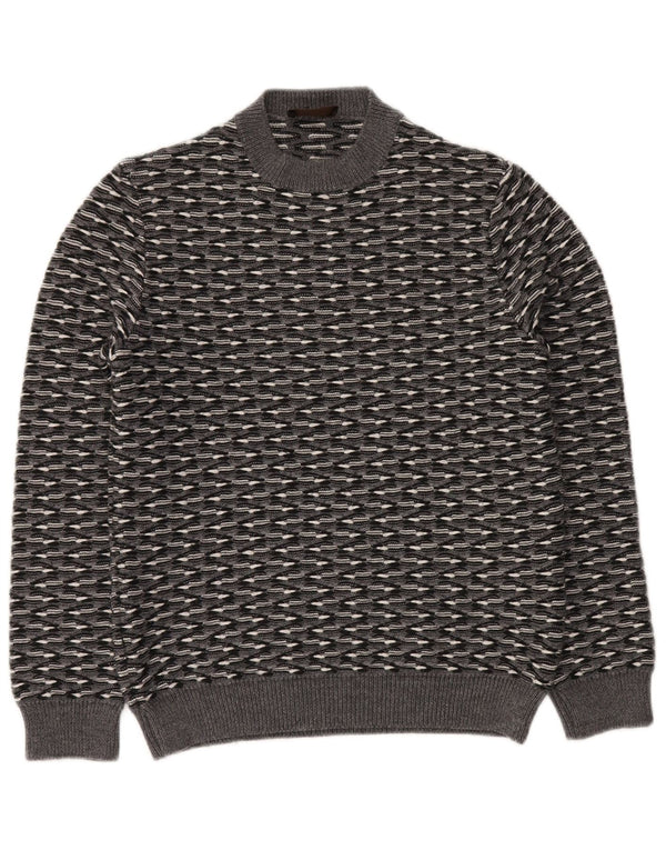 RELIVE Maglione girocollo da uomo IT 46 Lana a righe piccole grigie