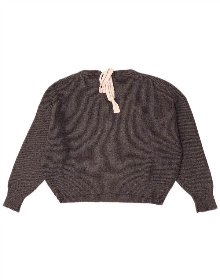Maglione corto con scollo a barca oversize da donna Zara UK 10 piccolo grigio