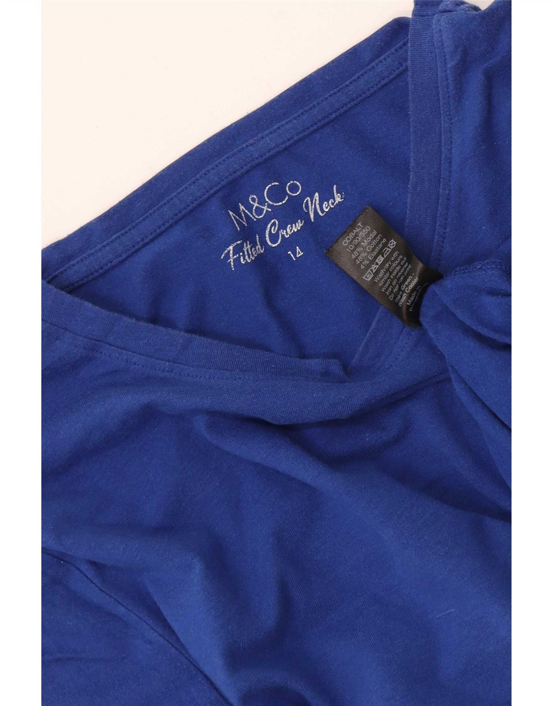 Top da donna M&Co manica lunga UK 14 blu medio modal