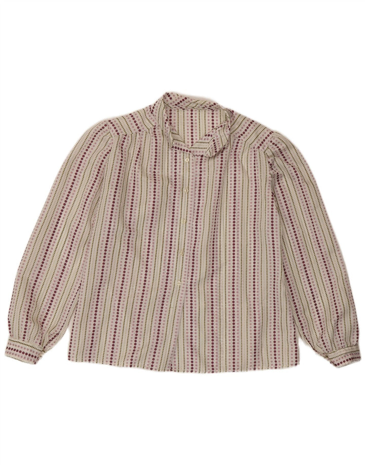 Camicia vintage da donna UK 14 a righe multicolori medie