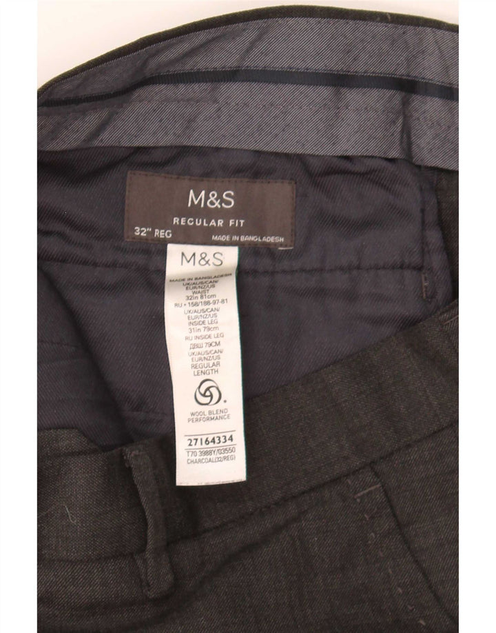 Pantaloni da abito vestibilità regolare da uomo Marks & Spencer W32 L31 lana grigia
