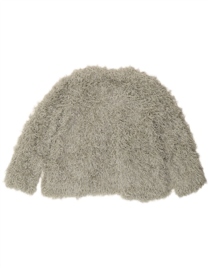 Giacca corta da donna in pelliccia sintetica Zara UK 10 piccola poliestere grigio